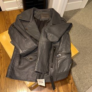 BLANKNYC faux leather moto jacket- GREY and BLACK NWT